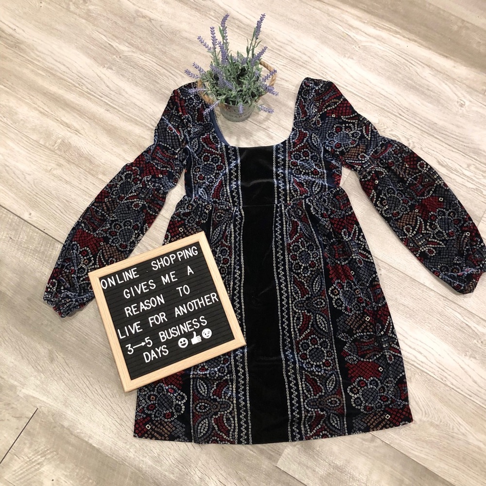 Free People Oh-So Easy Velvet  Babydoll Dress XS - Picture 2 of 8